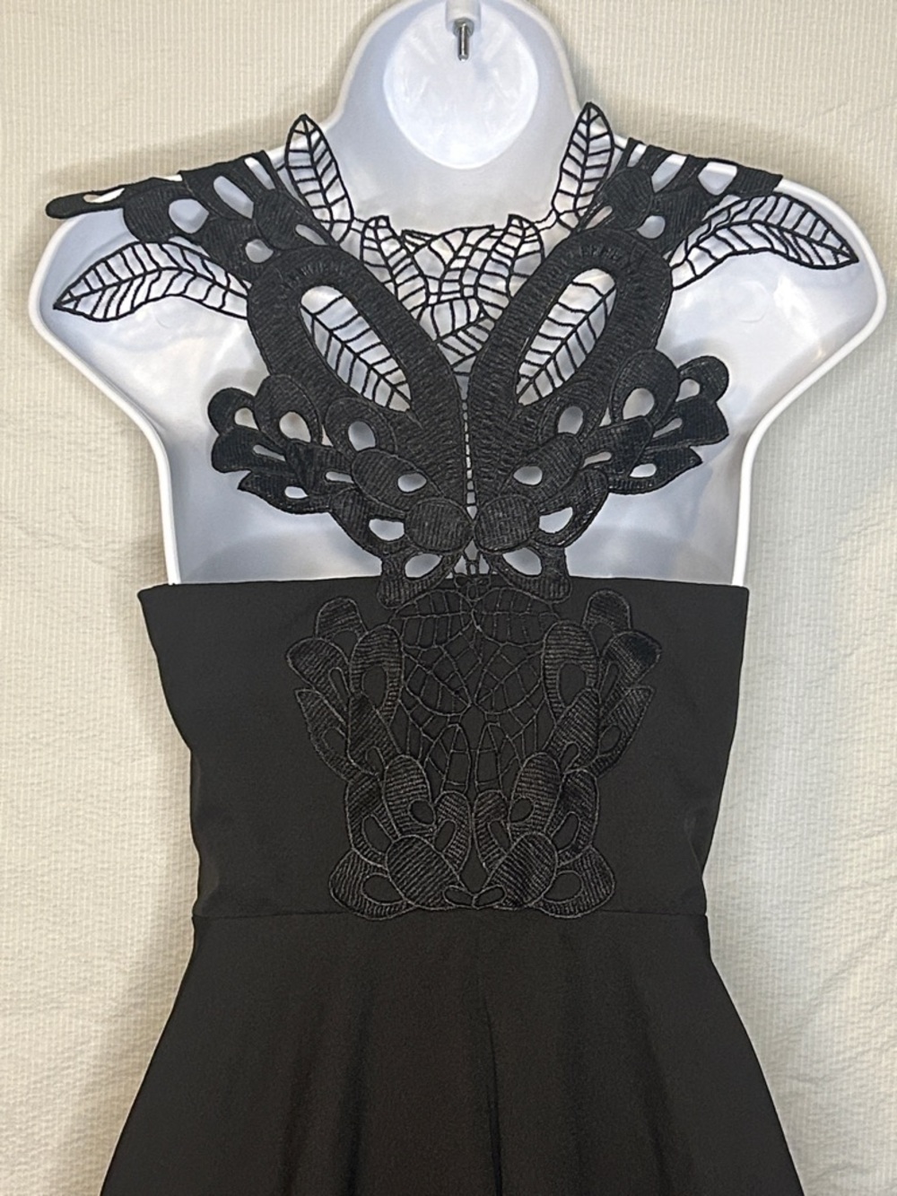Altar’d State Black Mini Dress Gorgeous Lace Detail on Shoulders and Back, Small